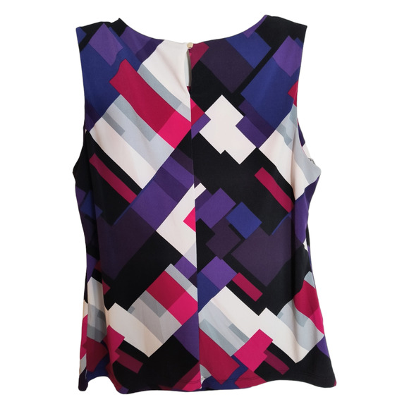 Calvin Klein Sleeveless Blouse Women's Size PL Multicolor Stretch Knit Top - Picture 6 of 15